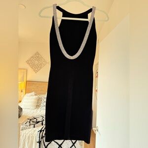 Endless Rose Black Dress with Embellished Neckline